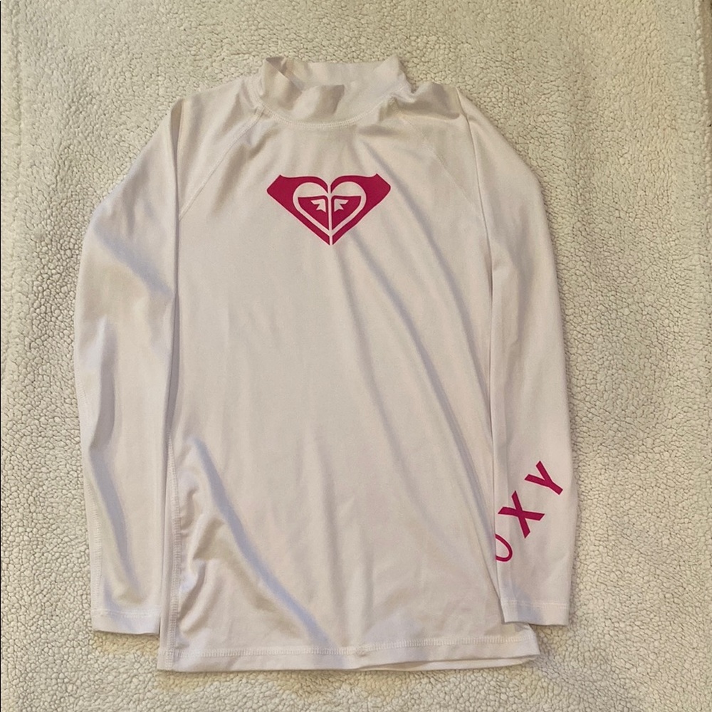 Roxy White and Pink Rashguard Swim Shirt